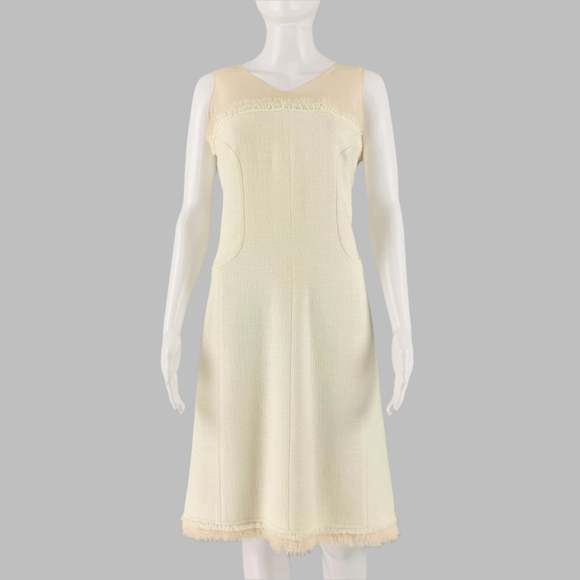 CHANEL Dresses & Skirts - CHANEL Cream Cotton  Acrylic Sleeveless Mid-Calf Dress